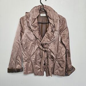 Linda Lundstrom Vintage Women's Sz 10 M Champange Grunge Rare Tie Jacket Blazer